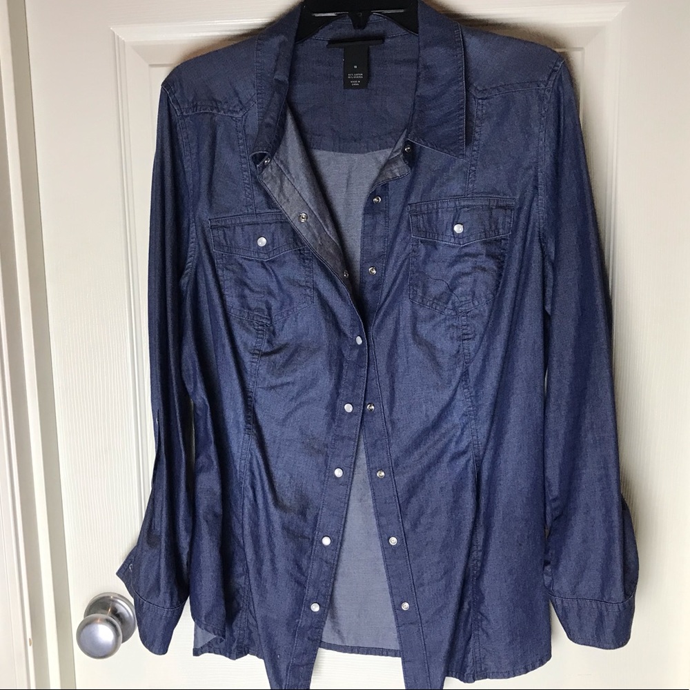 Denim button down top
